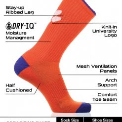 TCK Clemson Tigers Socks Campus Legend Crew Length 6 TCK Clemson Tigers Socks Campus Legend Crew Length