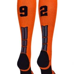 MadSportsStuff Orange And Black Player ID Custom Number Over The Calf Socks For Softball Baseball Football Boys And Girls 143 MadSportsStuff Orange And Black Player ID Custom Number Over The Calf Socks For Softball Baseball Football Boys And Girls