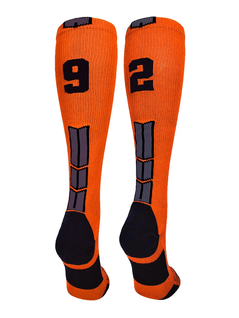 MadSportsStuff Orange And Black Player ID Custom Number Over The Calf Socks For Softball Baseball Football Boys And Girls 38 MadSportsStuff Orange And Black Player ID Custom Number Over The Calf Socks For Softball Baseball Football Boys And Girls
