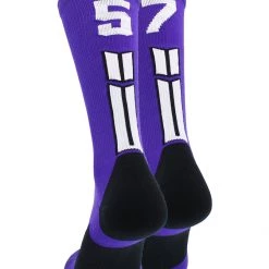 MadSportsStuff Purple Player ID Custom Number Crew Socks For Basketball Lacrosse Volleyball Boys And Girls Volleyball Socks