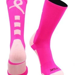 TCK Volleyball Socks Baseline Breast Cancer Awareness Athletic Crew Socks (Kids And Adult Sizes)