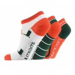 TCK Miami Hurricanes No Show Socks Full Field 3 Pack