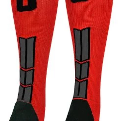 MadSportsStuff Red And Black Player ID Custom Number Over The Calf Socks For Softball Baseball Football Boys And Girls Baseball Socks 178 MadSportsStuff Red And Black Player ID Custom Number Over The Calf Socks For Softball Baseball Football Boys And Girls Baseball Socks