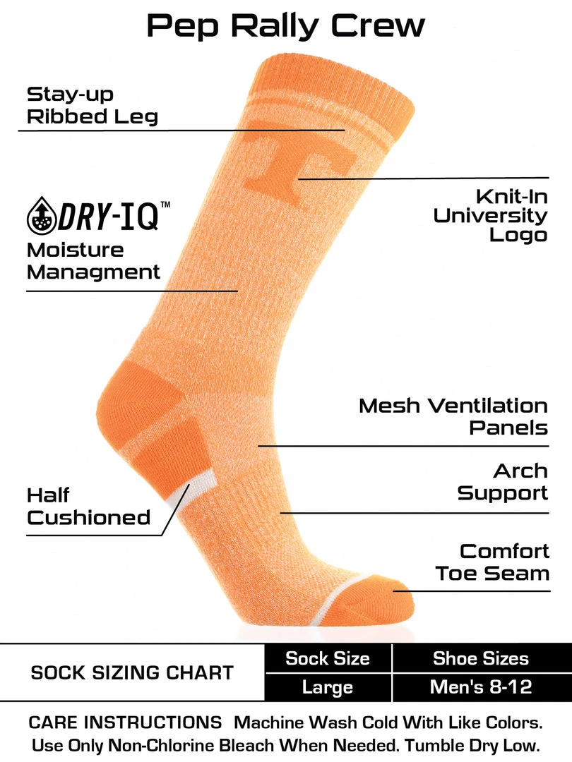 TCK Tennessee Volunteers Socks Victory Parade Crew Length All Schools 3 TCK Tennessee Volunteers Socks Victory Parade Crew Length All Schools