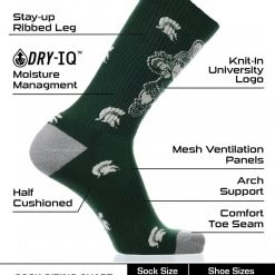 TCK Michigan State Spartans Socks Crew Length Sock Mayhem