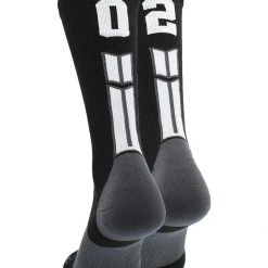 MadSportsStuff Black Player ID Custom Number Crew Socks For Basketball Lacrosse Volleyball Boys And Girls Volleyball Socks