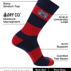 TCK Fresno State Bulldogs Socks Game Day Striped Crew Socks All Schools