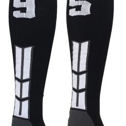 MadSportsStuff Black Player ID Custom Number Over The Calf Socks For Softball Baseball Football Boys And Girls