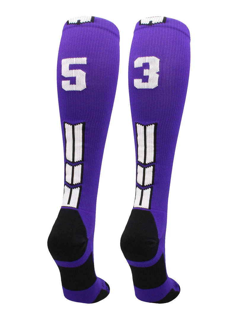 MadSportsStuff Purple Player ID Custom Number Over The Calf Socks For Softball Baseball Football Boys And Girls Softball Socks 27 MadSportsStuff Purple Player ID Custom Number Over The Calf Socks For Softball Baseball Football Boys And Girls Softball Socks