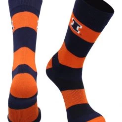 TCK Illinois Fighting Illini Socks Game Day Striped Crew Socks