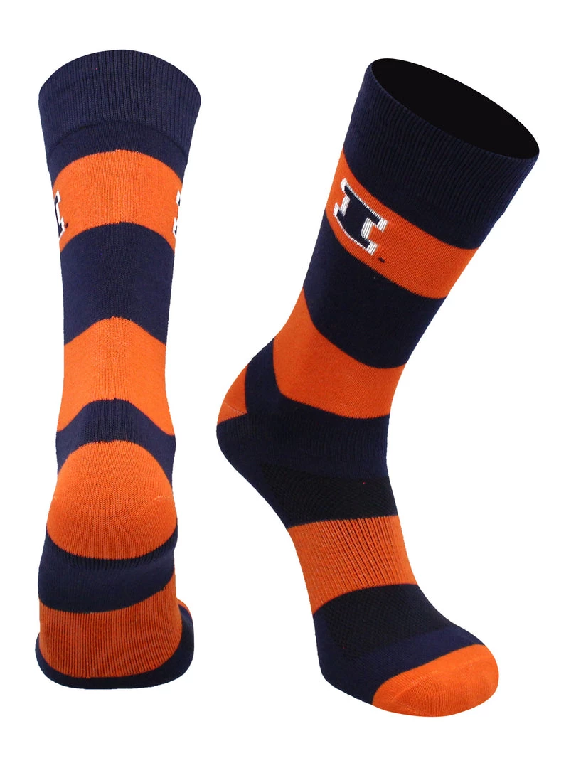 TCK Illinois Fighting Illini Socks Game Day Striped Crew Socks 1 TCK Illinois Fighting Illini Socks Game Day Striped Crew Socks