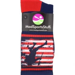 MadSportsStuff USA Lacrosse Socks With American Flag And Player Crew Length