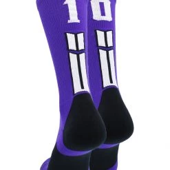 MadSportsStuff Purple Player ID Custom Number Crew Socks For Basketball Lacrosse Volleyball Boys And Girls Volleyball Socks