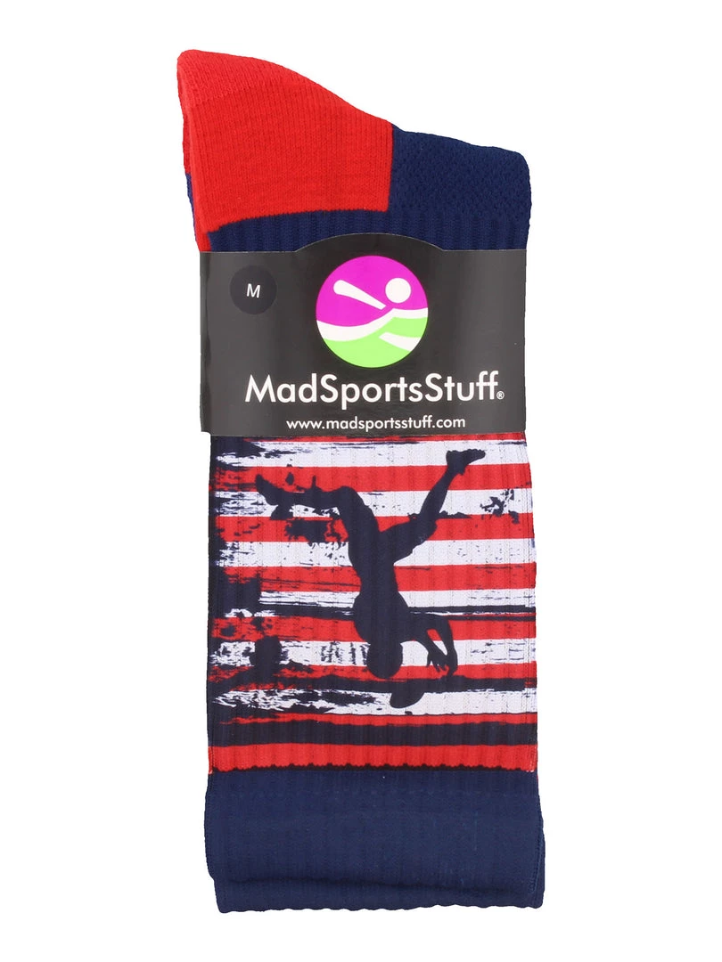 MadSportsStuff USA Football Socks With American Flag And Player Crew Length 2 MadSportsStuff USA Football Socks With American Flag And Player Crew Length