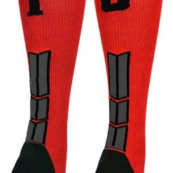 MadSportsStuff Red And Black Player ID Custom Number Over The Calf Socks For Softball Baseball Football Boys And Girls Baseball Socks 166 MadSportsStuff Red And Black Player ID Custom Number Over The Calf Socks For Softball Baseball Football Boys And Girls Baseball Socks