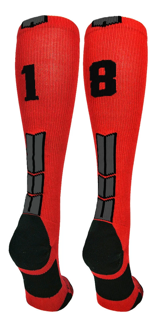 MadSportsStuff Red And Black Player ID Custom Number Over The Calf Socks For Softball Baseball Football Boys And Girls Baseball Socks 61 MadSportsStuff Red And Black Player ID Custom Number Over The Calf Socks For Softball Baseball Football Boys And Girls Baseball Socks