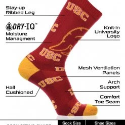 TCK All Schools USC Trojans Socks Crew Length Sock Mayhem