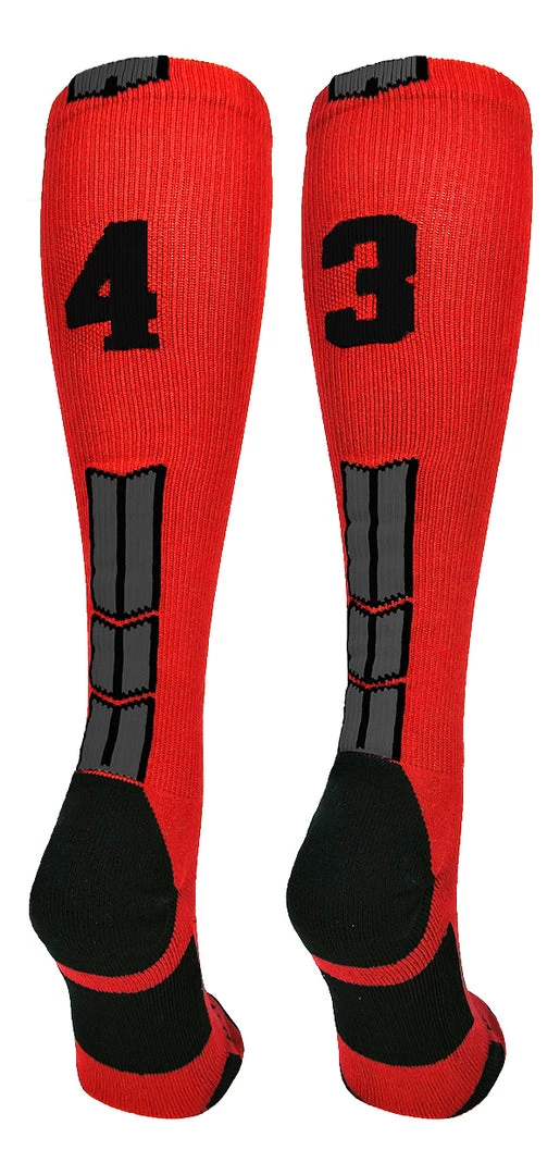 MadSportsStuff Red And Black Player ID Custom Number Over The Calf Socks For Softball Baseball Football Boys And Girls Baseball Socks 87 MadSportsStuff Red And Black Player ID Custom Number Over The Calf Socks For Softball Baseball Football Boys And Girls Baseball Socks