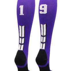 MadSportsStuff Purple Player ID Custom Number Over The Calf Socks For Softball Baseball Football Boys And Girls 165 MadSportsStuff Purple Player ID Custom Number Over The Calf Socks For Softball Baseball Football Boys And Girls