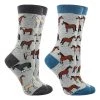 WHD Horse Socks For Women - Horse Lovers Gift - Equestrian Riding Socks - 2-Pack Crazy Socks - Crew