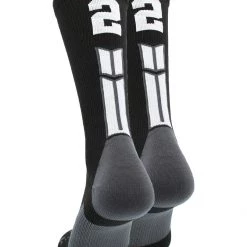 MadSportsStuff Black Player ID Custom Number Crew Socks For Basketball Lacrosse Volleyball Boys And Girls Volleyball Socks