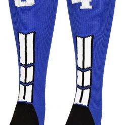 MadSportsStuff Baseball Socks Royal Player ID Custom Number Over The Calf Socks For Softball Baseball Football Boys And Girls