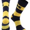 TCK Michigan Wolverines Socks Game Day Striped Crew Socks