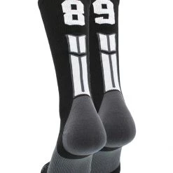 MadSportsStuff Black Player ID Custom Number Crew Socks For Basketball Lacrosse Volleyball Boys And Girls