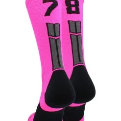 MadSportsStuff Neon Pink And Black Player ID Custom Number Crew Socks For Basketball Lacrosse Volleyball Boys And Girls 155 MadSportsStuff Neon Pink And Black Player ID Custom Number Crew Socks For Basketball Lacrosse Volleyball Boys And Girls