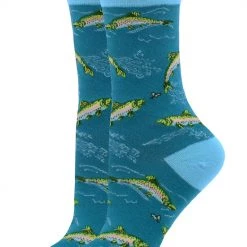 WHD Crazy Socks - Crew Trout Socks For Women Gift For Anglers