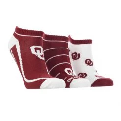TCK OU Oklahoma Sooners No Show Socks Full Field 3 Pack All Schools