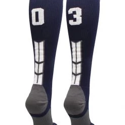 MadSportsStuff Navy Player ID Custom Number Over The Calf Socks For Softball Baseball Football Boys And Girls