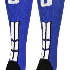 MadSportsStuff Baseball Socks Royal Player ID Custom Number Over The Calf Socks For Softball Baseball Football Boys And Girls