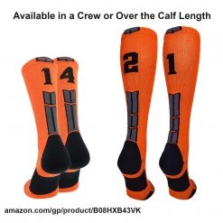 MadSportsStuff Orange And Black Player ID Custom Number Over The Calf Socks For Softball Baseball Football Boys And Girls 111 MadSportsStuff Orange And Black Player ID Custom Number Over The Calf Socks For Softball Baseball Football Boys And Girls