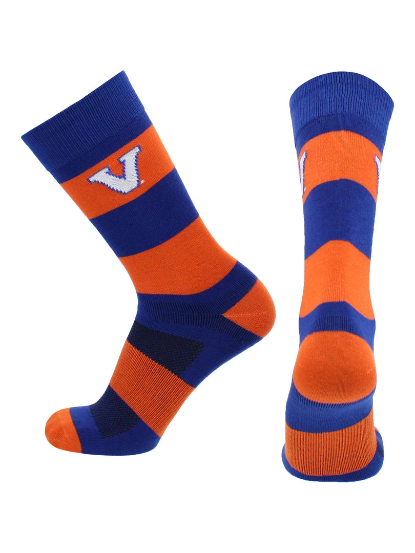 TCK Virginia Cavaliers Socks Game Day Striped Crew Socks 2 TCK Virginia Cavaliers Socks Game Day Striped Crew Socks