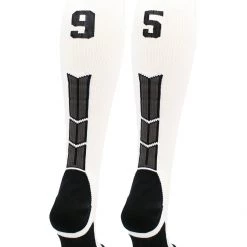 MadSportsStuff White Player ID Custom Number Over The Calf Socks For Softball Baseball Football Boys And Girls Softball Socks