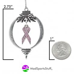 MadSportsStuff Breast Cancer Awareness Christmas Ornament With Crystal Pink Ribbon Charm Breast Cancer Awareness Socks