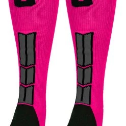 MadSportsStuff Baseball Socks Neon Pink And Black Player ID Custom Number Over The Calf Socks For Softball Baseball Football Boys And Girls