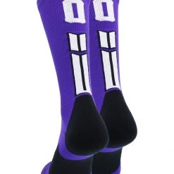 MadSportsStuff Purple Player ID Custom Number Crew Socks For Basketball Lacrosse Volleyball Boys And Girls