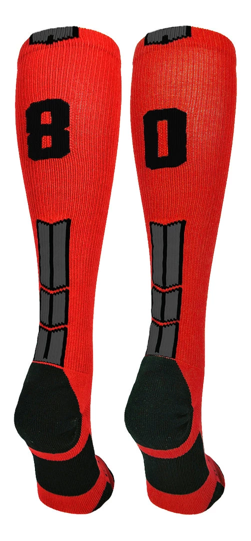 MadSportsStuff Red And Black Player ID Custom Number Over The Calf Socks For Softball Baseball Football Boys And Girls Baseball Socks 50 MadSportsStuff Red And Black Player ID Custom Number Over The Calf Socks For Softball Baseball Football Boys And Girls Baseball Socks