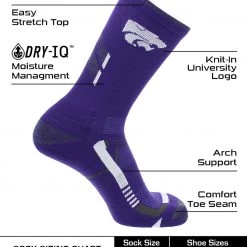TCK Kansas State Wildcats Socks Kansas State University Wildcats Champion Crew Socks All Schools
