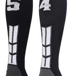 MadSportsStuff Black Player ID Custom Number Over The Calf Socks For Softball Baseball Football Boys And Girls