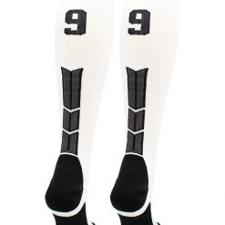MadSportsStuff White Player ID Custom Number Over The Calf Socks For Softball Baseball Football Boys And Girls Softball Socks