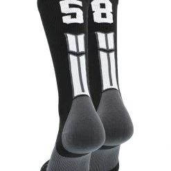 MadSportsStuff Black Player ID Custom Number Crew Socks For Basketball Lacrosse Volleyball Boys And Girls