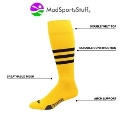 MadSportsStuff Dugout 3 Stripe Baseball Socks Over The Calf Length Pattern B
