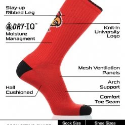 TCK Louisville Cardinals Socks Campus Legend Crew Length All Schools 6 TCK Louisville Cardinals Socks Campus Legend Crew Length All Schools