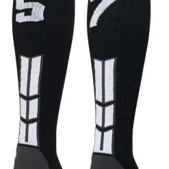 MadSportsStuff Black Player ID Custom Number Over The Calf Socks For Softball Baseball Football Boys And Girls