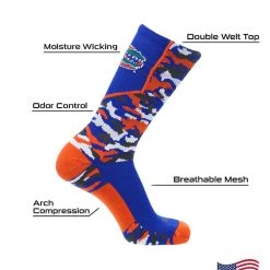 TCK Sports University Of Florida Gators Socks Woodland Camo Crew 8 TCK Sports University Of Florida Gators Socks Woodland Camo Crew