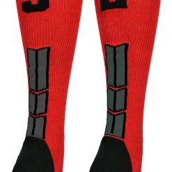 MadSportsStuff Red And Black Player ID Custom Number Over The Calf Socks For Softball Baseball Football Boys And Girls Baseball Socks 203 MadSportsStuff Red And Black Player ID Custom Number Over The Calf Socks For Softball Baseball Football Boys And Girls Baseball Socks
