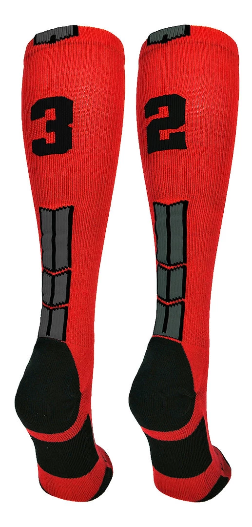 MadSportsStuff Red And Black Player ID Custom Number Over The Calf Socks For Softball Baseball Football Boys And Girls Baseball Socks 98 MadSportsStuff Red And Black Player ID Custom Number Over The Calf Socks For Softball Baseball Football Boys And Girls Baseball Socks